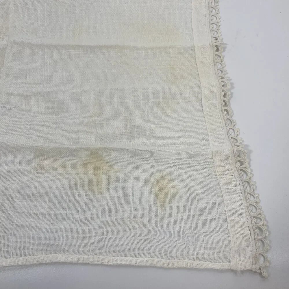 Vintage 1940-50s Linen Textile Napkin Tea Towel Embroidered 18